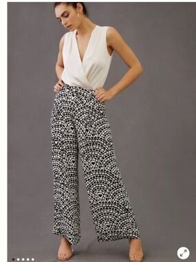 Farm Rio Heart Pleated Wide-Leg Pants